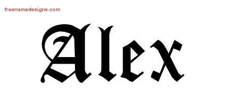 Blackletter Name Tattoo Designs Alex Printable - Free Name Designs