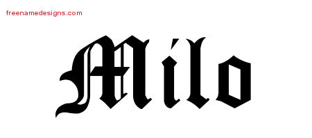 Milo Blackletter Name Tattoo Designs