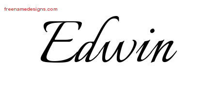 Edwin Calligraphic Name Tattoo Designs