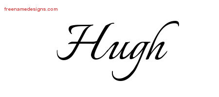 Hugh Calligraphic Name Tattoo Designs