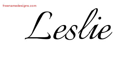 Calligraphic Name Tattoo Designs Leslie Free Graphic ...