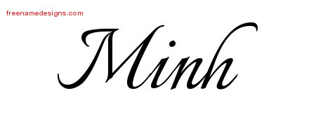 Minh Calligraphic Name Tattoo Designs