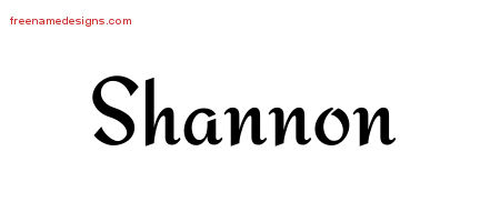 Shannon Calligraphic Stylish Name Tattoo Designs