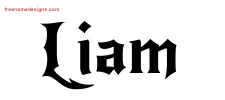 liam name tattoo designs gothic lettering freenamedesigns
