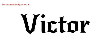 Victor Gothic Name Tattoo Designs
