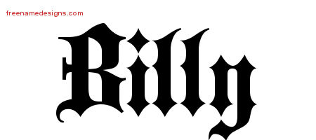 Billy Old English Name Tattoo Designs