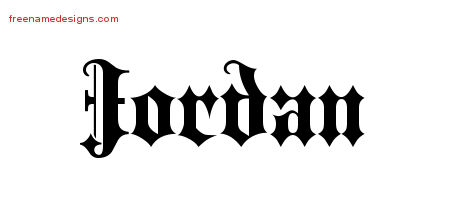Jordan Old English Name Tattoo Designs