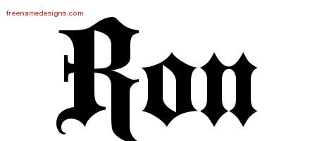 Ron Old English Name Tattoo Designs