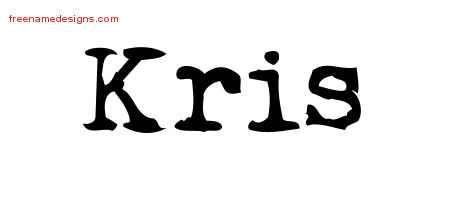 Kris Vintage Writer Name Tattoo Designs