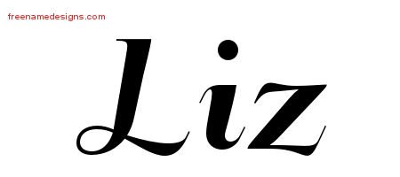 Art Deco Name Tattoo Designs Liz Printable - Free Name Designs