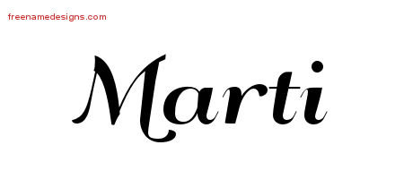 Marti Art Deco Name Tattoo Designs