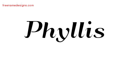 Phyllis Art Deco Name Tattoo Designs
