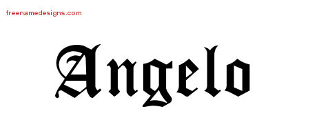 Angelo Blackletter Name Tattoo Designs