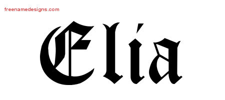 Elia Blackletter Name Tattoo Designs