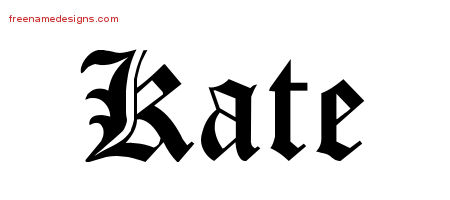 Blackletter Name Tattoo Designs Kate Graphic Download ...