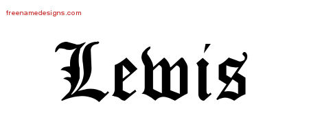 Lewis Blackletter Name Tattoo Designs