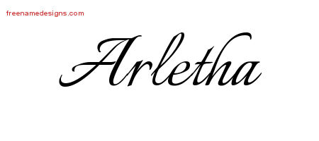 Arletha Calligraphic Name Tattoo Designs