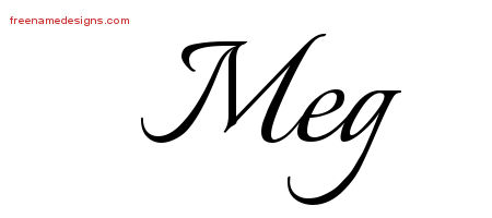 Meg Calligraphic Name Tattoo Designs