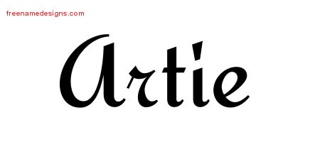 Artie Calligraphic Stylish Name Tattoo Designs