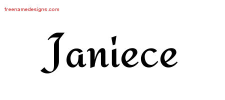 Janiece Calligraphic Stylish Name Tattoo Designs