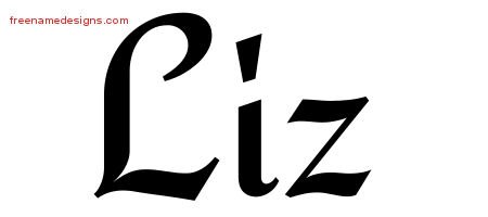 Calligraphic Stylish Name Tattoo Designs Liz Download Free - Free Name