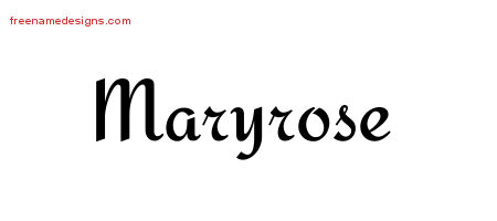 Maryrose Calligraphic Stylish Name Tattoo Designs
