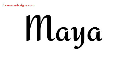 Maya Calligraphic Stylish Name Tattoo Designs
