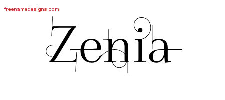 Zenia Decorated Name Tattoo Designs