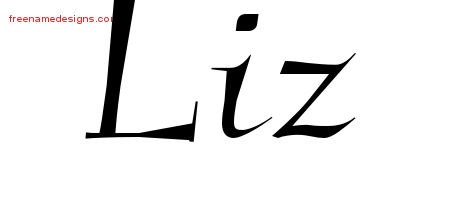 Elegant Name Tattoo Designs Liz Free Graphic - Free Name Designs