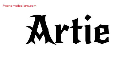 Artie Gothic Name Tattoo Designs