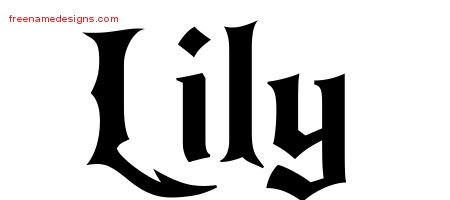 Gothic Name Tattoo Designs Lily Free Graphic - Free Name Designs
