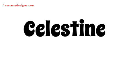 Celestine Groovy Name Tattoo Designs