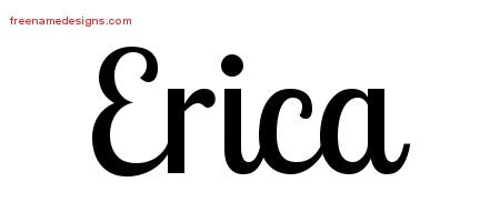 Handwritten Name Tattoo Designs Erica Free Download - Free Name Designs