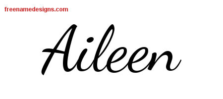 Lively Script Name Tattoo Designs Aileen Free Printout ...