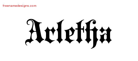 Arletha Old English Name Tattoo Designs