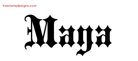 Maya Old English Name Tattoo Designs