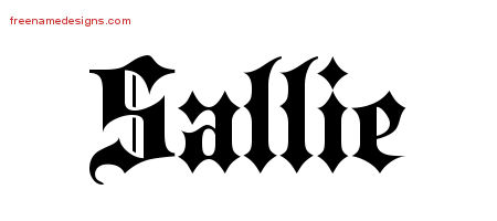 Sallie Old English Name Tattoo Designs