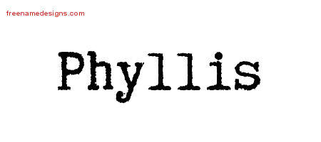 Phyllis Typewriter Name Tattoo Designs