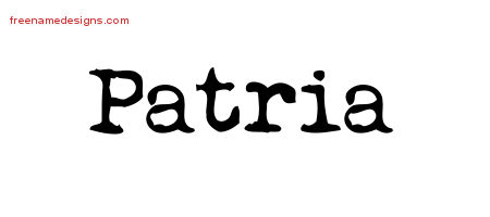 Patria Vintage Writer Name Tattoo Designs