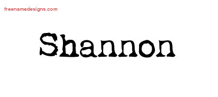 Shannon Vintage Writer Name Tattoo Designs