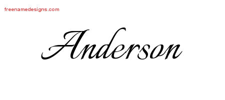 Calligraphic Name Tattoo Designs Anderson Free Graphic - Free Name Designs