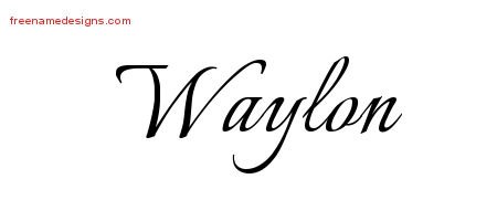 Waylon Lettering Calligraphic Name Tattoo Designs Waylon Free Graphic - Free Name Designs