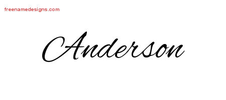 Cursive Name Tattoo Designs Anderson Free Graphic - Free Name Designs