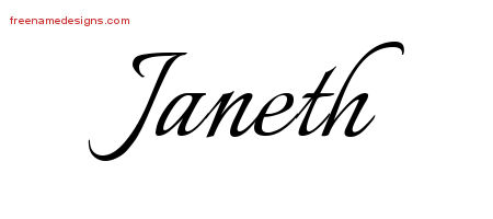 Calligraphic Name Tattoo Designs Janeth Download Free - Free Name Designs