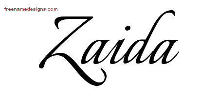 Calligraphic Name Tattoo Designs Zaida Download Free - Free Name Designs