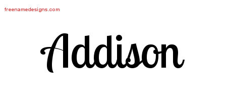 Handwritten Name Tattoo Designs Addison Free Download - Free Name Designs