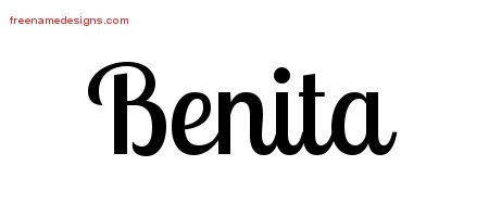 Handwritten Name Tattoo Designs Benita Free Download - Free Name Designs