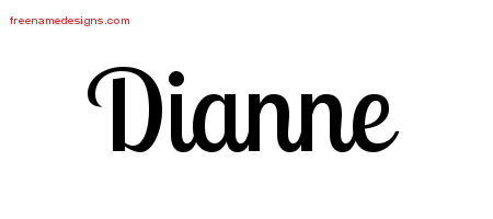 Handwritten Name Tattoo Designs Dianne Free Download - Free Name Designs