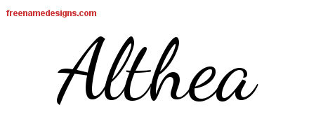 Lively Script Name Tattoo Designs Althea Free Printout - Free Name Designs